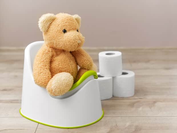 Pupazzo su vasino: concetto di diarrea nei bambini