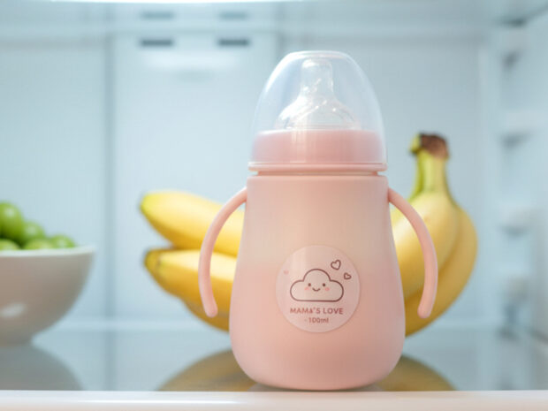 Biberon di latte materno conservato in frigo